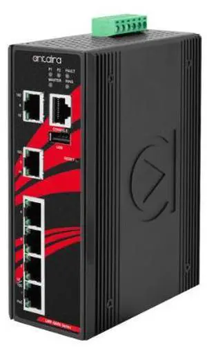 Antaira LMP-0600-24-V2 - 6-Port Industrial PoE+ Light Layer 3 Managed Ethernet Switch, with 4*10/100Tx (30W/Port) and 2*10/100Tx