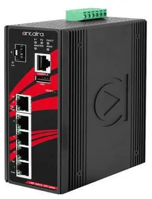 Antaira LMP-0601G-SFP-24-T-V2 - 6-Port Industrial Gigabit PoE+ Light Layer 3 Managed Ethernet Switch, w/4*10/100/1000Tx (30W/Por