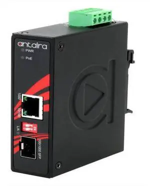 Antaira IMP-C1000-SFP-T - Compact Industrial Gigabit PoE+ Ethernet-to-Fiber Media Converter, 1*10/100/1000TX (PSE: 30W) to 1*100