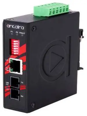 Antaira IMC-C100-S3-T - Compact 10/100TX To 100FX Industrial Media Converter, Single Mode 30KM, SC Connector; EOT: -40 Degree C