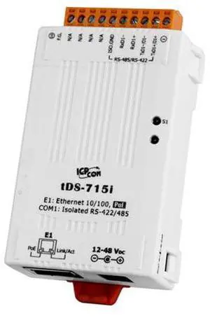 ICP DAS tDS-715i - Serial to Ethernet Device Server, with PoE and 1 RS 422/485 port, with 4KV protection