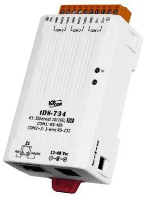 ICP DAS tDS-734 - Serial to Ethernet Device Server,  with PoE and 2 RS232 and 1 RS485 Ports