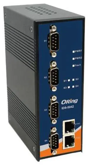 ORing IDS-5042+ - Rugged 4x RS232/422/485 to 2x 10/100TX (RJ-45 PoE client) Device Server ORing IDS-5042+ - Rugged 4x RS232/422/485 to 2x 10/100TX (RJ-45 PoE client) Device Server