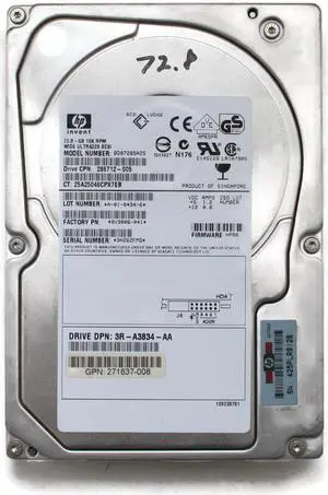 HP 286712-005 72.8Gb 10000Rpm 80Pin Ultra320 Scsi 3.5Inch Form Factor 1.0Inch Height Hot Pluggable Hard Drive