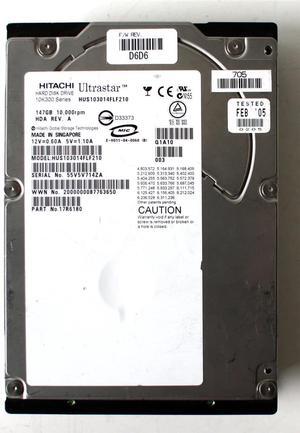 HDD 147GB 10K300S,HUS103014FLF210,17R6180,HDA REV.A,FW D6D6