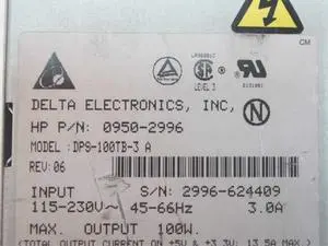 PS, 100W, DPS-100TB-3 A, REV.06, HP P/N 0950-2996 PS, 100W, DPS-100TB-3 A, REV.06, HP P/N 0950-2996