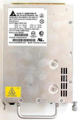DELTA 350W DPS-350AB D REV.01, MATE W/ PS RPS-350 E/H/J, GATEWAY P/N: 6500364