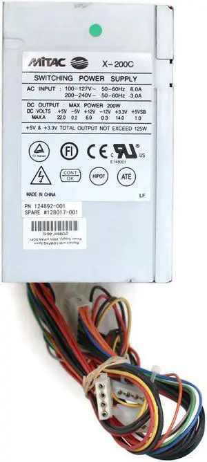PWR SUPPLY, 200W, P/N:124892-001,Repl.w/COMPAQ 128017-001 PWR SUPPLY, 200W, P/N:124892-001,Repl.w/COMPAQ 128017-001