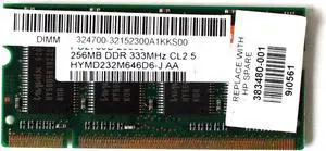 LAPTOP MEMORY, PC2700S-25330 256MB DDR 333MHz CL2.5 HYMD232M646D6-J AA, 383480-001