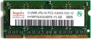 MEMORY, 512MB 2RX16 PC2-5300S-555-12 HYMP564S64BP6-Y5 AB 0605