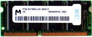 LAPTOP MEMORY, MT8LSDT864LHG-662C3 9948AAMNC.062, FRU: 20L0242 64MB, 66MHz (8MX64) 3.3V S N, 20L0241