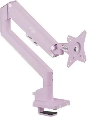 Pixio PS1S Wave Pink Single Monitor Arm Stand Desk Mount - Fits up to 32 inches Monitors and up to 19.8lbs. VESA Compatibility and Integrated Cable Management