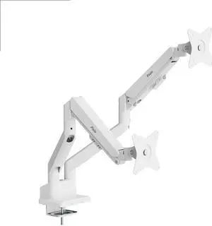 Pixio PS1D Wave White Dual Monitor Arm Stand Desk Mount - Fits up to 32 inch Monitors and up to 19.8lbs, VESA Compatibility and Integrated Cable Management