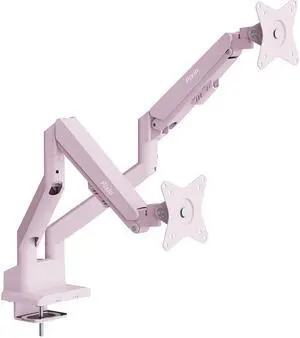 Pixio PS1D Wave Pink Dual Monitor Arm Stand Desk Mount - Fits up to 32 inch Monitors and up to 19.8lbs, VESA Compatibility and Integrated Cable Management pink