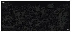 Pixio Mouse Pads - 36 x 16 inch XXL Monster Doodle Black Multifunctional Large Desk Mats for Gaming, Office, Desktop Anti-slip Waterproof Washable Computer Mouse Mat