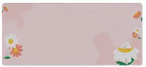 Pixio Mouse Pads - 36 x 16 inch XXL Sleepy Bear Flower Pink Multifunctional Large Desk Mats for Gaming, Office, Desktop Anti-slip Waterproof Washable Computer Mouse Mat