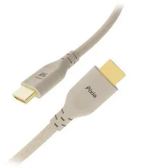 Pixio 8K HDMI 2.1 Braided Cable Ultra High Speed Certified 6.5FT 2M 8K 60Hz 4K 120Hz Nylon Braided, Gold Plated Connector, Anti-Breakage, HDR10+, dtsx, eARC, HDCP, Dolby Compatible Beige