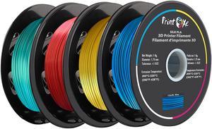 PrintOxe® 3D PLA like SILK Filament 4 Packs of Green / Red / Yellow / Blue Colours for 3D Printers 1.75 mm Diameter Each Weight 1 Kg Net on Spool (2.2 LBs) Dimensional Accuracy +/- 0.03 mm