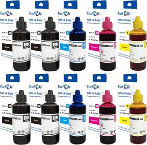 Universal Ink Refill 10 Bottles of 2 Sets + 2 Black for HP & Canon Desktop CISS & Cartridges Printers (Refill Kit Not Included) 4 Black 3701 | 2 Cyan 3702 |  2 Yellow 3703 |  2 Magenta 3704