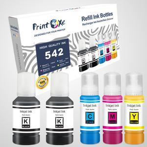 T542 Compatible Refill Set + Black of 5 Bottles All Supplied with Pigment Ink 542 For Epson T542120 T542220 T542320 T542420 For ET-5180 ET-5150 ET-5170 ET-5850 ET-5800 ET-5880 ET-16600 ET-16650 C8090