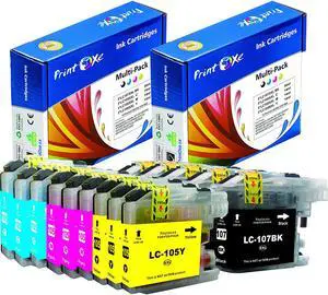 PrintOxe® LC 107XL / LC 105XL Compatible 14 Ink Cartridges for  ; 5 BK LC 107XXL , 3 Cyan, 3 Magenta, & 3 Yellow Brother Printers