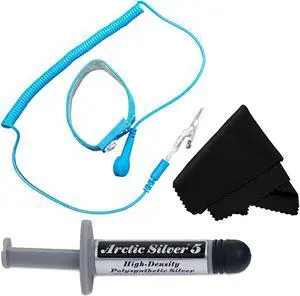 Nabob Deals - Arctic Silver 5 Thermal Compound paste High-Density Polysynthetic Silver - Bonus Cloth/ Anti Static Starter Kit