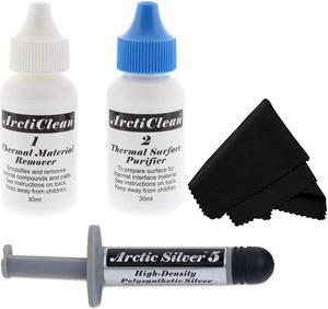 ArctiClean Kit 1 & 2 Thermal Paste Compound Remover + Arctic Silver 5 Thermal Compound Paste 3.5g + Microfiber Cloth + Tool (Value Pack)