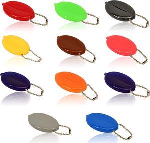 Oval Rubber Coin Purse Change Holder Made in U.S.A. For Men/Woman With Chain Pouch Made By Nabob Leather (5 Pack Mix Colors)