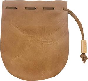 Leather Drawstring Pouch, Coin Bag, Medicine Tobacco Pouch Medieval Reenactment Size Made in U.S.A. by Nabob Leather Rustic Leather Tan