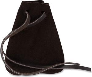 Wide Leather Drawstring Pouch, Coin Bag, Medicine Tobacco Pouch Medieval Reenactment Made in U.S.A. by Nabob Leather Suede Brown