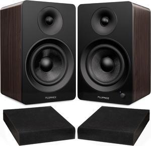 Fluance Ai61 Natural Walnut Powered 2.0 Stereo Bookshelf Speakers with 6.5" Drivers, 120W Amplifier for Turntable, TV, PC and Bluetooth 5 and High Density Acoustic Foam Isolation Pads 10" x7.5"