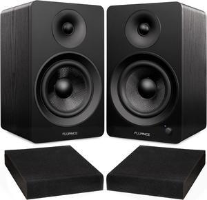 Fluance Ai61 Black Ash Powered 2.0 Stereo Bookshelf Speakers with 6.5" Drivers, 120W Amplifier for Turntable, TV, PC and Bluetooth 5 and High Density Acoustic Foam Isolation Pads 10" x 7.5"