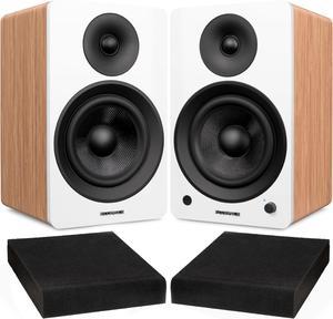 Fluance Ai61 Lucky Bamboo Powered 2.0 Stereo Bookshelf Speakers with 6.5" Drivers, 120W Amplifier for Turntable, TV, PC and Bluetooth 5 and High Density Acoustic Foam Isolation Pads 10" x 7.5"