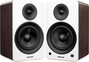 Fluance Ai61 Powered 2-Way 2.0 Stereo Bookshelf Speakers with 6.5" Drivers, 120W Amplifier for Turntable, TV, PC and Bluetooth 5 Wireless Music Streaming - RCA, Optical, USB & Sub Out (White Walnut)