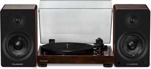 Fluance RT81 Elite High Fidelity Vinyl Turntable with Ai61 Powered 6.5" Stereo Bookshelf Speakers, Diamond Stylus, Belt Drive, Built-in Preamp, 90W Class D Amplifier, Bluetooth (Natural Walnut)