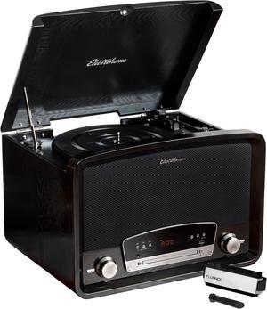 Electrohome Kingston 7-in-1 Vintage Vinyl Record Player - 3-Speed Turntable Bluetooth AM/FM Radio CD Aux In RCA/Headphone Out Vinyl/CD to MP3 Recording & USB Playback with Vinyl Record Cleaning Kit