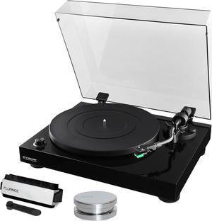 Fluance RT81 Elite High Fidelity Vinyl Turntable Record Player featuring Audio Technica AT95E, Belt Drive, Built-in Preamp with Record Weight and 3 in 1 Stylus and Record Cleaning Vinyl Accessory Kit