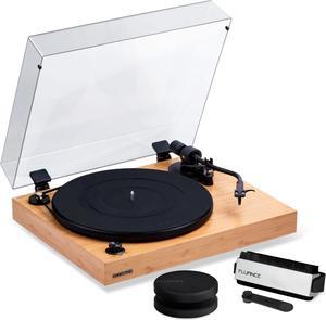 Fluance RT82 Reference High Fidelity Vinyl Turntable Record Player with Ortofon OM 10 Cartridge, Speed Control Motor, Record Weight, 3 in 1 Stylus and Record Cleaning Vinyl Accessory Kit