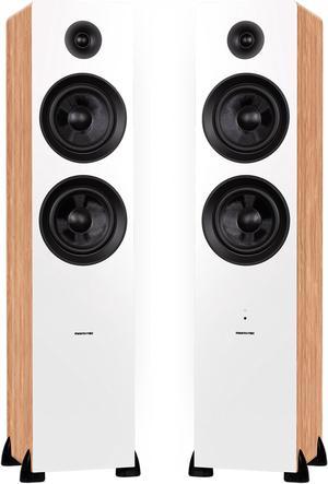 Fluance Ai81 Elite Powered 2-Way Floorstanding Tower Speakers, 150W Built-in Amplifier for 2.0 Stereo Music & Movie Listening, TV, Turntable, PC & Bluetooth - 2x RCA, Optical, Sub Out (Lucky Bamboo)