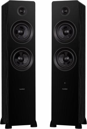 Fluance Ai81 Elite Powered 2-Way Floorstanding Tower Speakers, 150W Built-in Amplifier for 2.0 Stereo Music & Movie Listening, TV, Turntable, PC & Bluetooth - 2x RCA, Optical, Sub Out (Black Ash)