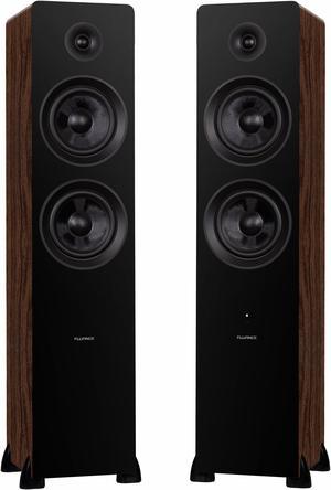 Fluance Ai81 Elite Powered 2-Way Floorstanding Tower Speakers, 150W Built-in Amplifier for 2.0 Stereo Music & Movie Listening, TV, Turntable, PC & Bluetooth - 2x RCA, Optical, Sub Out (Natural Walnut)