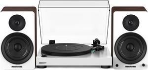 Fluance RT81 Elite High Fidelity Vinyl Turntable (White) with Ai61 Powered 6.5" Stereo Bookshelf Speakers (White Walnut), Diamond Stylus, Belt Drive, Built-in Preamp, 90W Class D Amplifier, Bluetooth