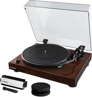 Fluance RT81 Elite High Fidelity Vinyl Turntable Record Player featuring Audio Technica AT95E, Belt Drive, Built-in Preamp with Record Weight and 3 in 1 Stylus and Record Cleaning Vinyl Accessory Kit