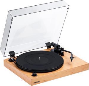 Fluance RT82 Reference High Fidelity Vinyl Turntable Record Player with Ortofon OM10 Cartridge, Speed Control Motor, High Mass MDF Wood Plinth, Vibration Isolation Feet - Bamboo