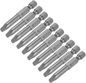 1/4-Inch Hex Shank 50mm Length Square Head SQ3 Magnetic Screw Driver S2 Screwdriver Bits 10pcs