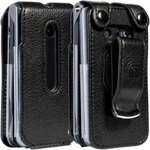 Black Vegan Leather Case with Belt Clip for LG Classic Flip Phone (L125DL)
