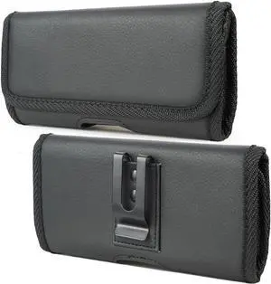 Black Vegan Leather Case Pouch Metal Belt Clip for Samsung Galaxy Z Fold 5 4 3
