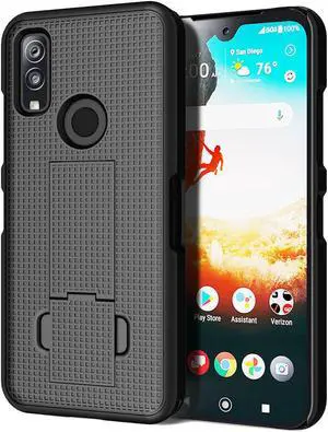Black Grid Texture Slim Hard Case Cover with Kickstand for DuraSport 5G UW Phone