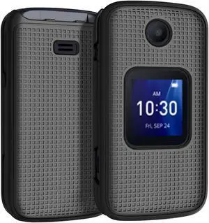 Black Grid Texture Hard Shell Case Cover for Alcatel Go Flip 4, TCL FLIP Pro