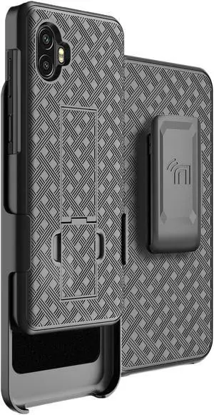 Black Hard Case Cover Stand Belt Clip Holster for Samsung Galaxy XCover 6 Pro
